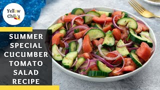 Easy Mediterranean Cucumber Tomato Salad  Perfect Summer Recipe [upl. by Adelind]