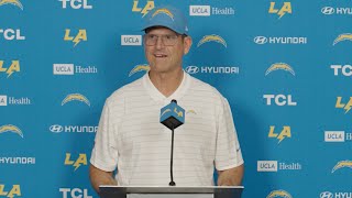 Jim Harbaugh On Win vs Panthers amp Steelers Prep  LA Chargers [upl. by Eilyab71]