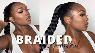 SUPER EASY BRAIDED PONYTAIL ON SHORT 4B4C NATURAL HAIR  OYBELLA [upl. by Adekram]