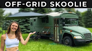 Our Luxury OffGrid Skoolie Is Getting Better and Better  Bus Life Week 15 [upl. by Lehrer886]