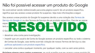 Não foi possível acessar um produto do Google  COMO RECUPERAR SEU CANAL DO YOUTUBE [upl. by Slin]