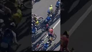 Peloton Crash MilanoSanremo 2024 Visma [upl. by Zeiger273]