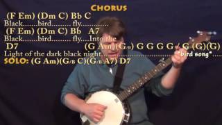 Blackbird The Beatles Banjo Cover Lesson with ChordsLyrics [upl. by Nelleyram]