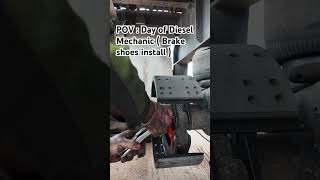 Install big rig brake shoes mechanic automotive trucking bluecollar trending diy [upl. by Irehj]