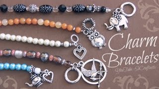 DIY Beaded Charm Bracelet with wire crimp beads amp clasps ♥  SoCraftastic [upl. by Wilmar]