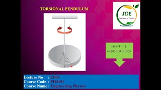 PH3151 TORSIONAL PENDULUM  ENGINEERING PHYSICS [upl. by Ez]