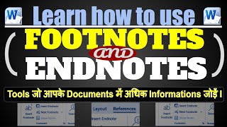 How to use footnotes in hindi  Footnotes endnotes ka upyog kaise kare  Footnotes in word [upl. by Tteraj]