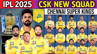 IPL 2025  Chennai Super Kings Team New Squad  CSK Full Squad 2025  CSK Team Players List 2025 [upl. by Namqul]