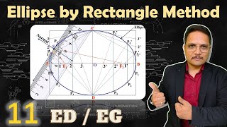 Ellipse by Rectangle Method  Engineering curves  Engineering Drawing  Engineering Funda [upl. by Lrak]