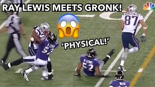 Rob Gronkowski RAN OVER Ray Lewis Ray Lewis vs Gronk TE vs LB [upl. by Ettelracs]