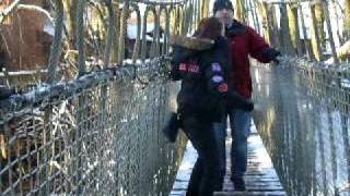 Rope suspension bridge at the Alnwick Garden Tree House [upl. by Palua]