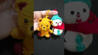 Crochet Bear and Snowman Keychains Toys Amigurumi [upl. by Eineeuq]