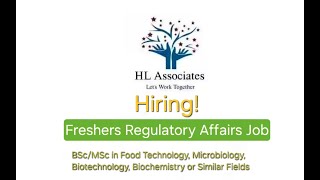 Freshers Junior Regulatory Officer  HL Associate  Experience Regulatory Affairs  New Job [upl. by Htessil]