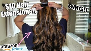 10 AMAZON HAIR EXTENSIONS FIRST IMPRESSIONS STYLE amp CUT omg these are sooo good [upl. by Gere603]