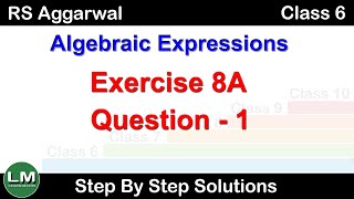 Algebraic Expressions  Class 6 Exercise 8A Question 1  RS Aggarwal  Learn Maths [upl. by Hills]