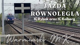 Jazda równoległa pociągów PKP Intercity  Olsztyn Śródmieście [upl. by Yenolem]