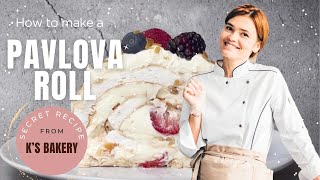 My Favorite Pavlova Recipe  Pavlova Roll  Meringue roll  Meringue Roulade [upl. by Egerton926]