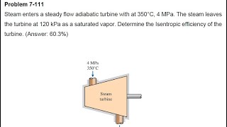 Thermodynamics Mech3001  Week 7  Problem 3 7111 [upl. by Eitsirhc]