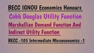 Cobb Douglas Utility Function BECC 105 Intermediate Microeconomics 1 BECC IGNOU Economics Honours [upl. by Lawtun]