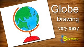 How to draw a Globe step by step Globe Drawing easy [upl. by Noyar635]