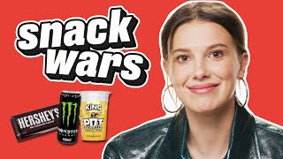 Millie Bobby Brown Rates British And American Food  Snack Wars [upl. by Barbara909]