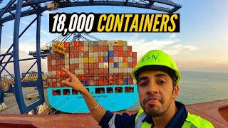 HUGE Ship With 18000 Containers Unloaded In 10 minutes  Vlog [upl. by Xyno]