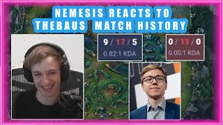 Nemesis Reacts to TheBAUS Match History 👀 LOS RATONES TOPLANER [upl. by Irrak698]