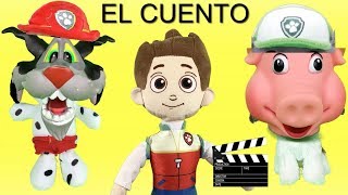 Juguetes paw patrol español bebes se disfrazan para cuento de Lobo y 3 cerditos de patrulla canina [upl. by Nyladnar]