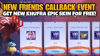 Claim Free New Khufra Epic Skins in the New Friends Callback Event  SelfBoosting Tricks [upl. by Annorah434]