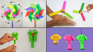 4 easy paper toys  How to make paper toy  Moving paper toys [upl. by Akehsar636]