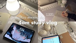 4am study vlog 📓☁️ full day study routine early mornings lots of studying  anime making coffee [upl. by Nilauqcaj]