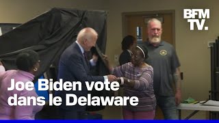 Présidentielle aux ÉtatsUnis Joe Biden vote par anticipation dans le Delaware [upl. by Ahsauqal28]