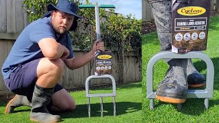 Cyclone Side Eject Lawn Aerator Review and Upgrade [upl. by Euqinotna154]