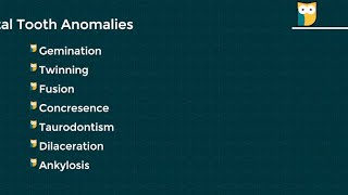 Oral Pathology  Tooth Anomalies fusion twinning concresenceanylosis TaurodontismAnkylosis [upl. by Aitra]