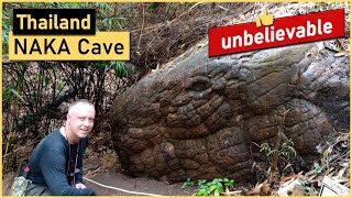 Thailand  Bueng Kan  Naka Cave  Naga Cave  rocks that look like fossil snakes [upl. by Xuerd]