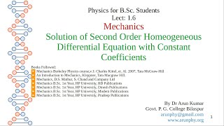 Lecture 16 Solution of Second Order Homogeneous Differential Equation with Constant Coefficients [upl. by Groome193]