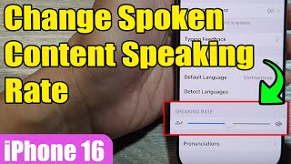 iPhone 1616 Pro Max How to Change Spoken Content Speaking Rate [upl. by Ridley]