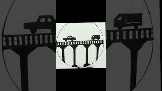 Car on Bridge Drawing ll Easy car drawing ll Simple Bridge Drawing [upl. by Kirit]