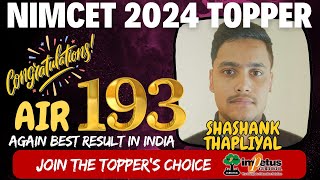 NIMCET 2024 Topper Shashank Thapliyal AIR  193th  Meet NIMCET 2024 Topper of Impetus Gurukul [upl. by Yendic]