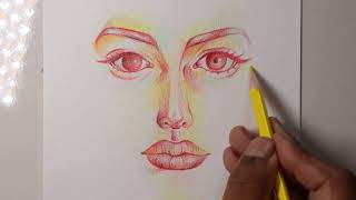 How to draw eye nose and lips step by step tutorial video for beginners [upl. by Allsopp]