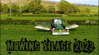 Mowing Grass For Silage 2023  John Deere 6155R With McHale Pro Glide Butterfly Mowers [upl. by Rickard]