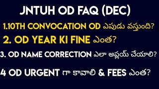 JNTUH OD FAQ DEC JNTUH 10TH CONVOCATION UPDATE JNTUH UPDATES 2021JNTUH OD UPDATE 2021 [upl. by Nage300]