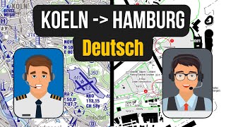 VFR Sprechfunk Köln EDDK  Hamburg EDDH auf Deutsch BZF 2 [upl. by Lyndy]