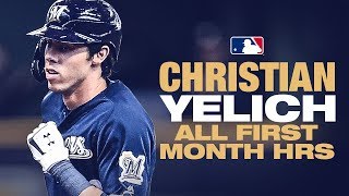 All 14 of Christian Yelichs First Month Home Runs [upl. by Airetnahs646]