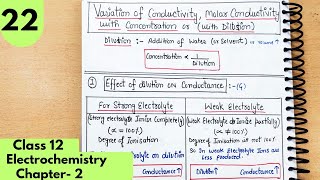 Effect of Dilution on ConductanceConductivity molar conductivity Electrochemistry Class12 [upl. by Selimah]