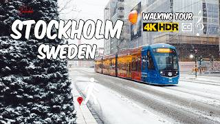 Winter Wonderland Walking Tour in Stockholm 4K HDRCaptions [upl. by Oatis]