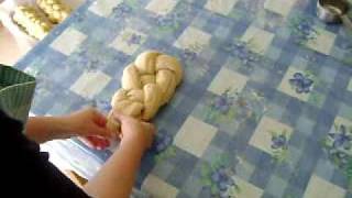 Braiding Challah Bread from Two strands [upl. by Eilrebmik908]