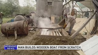 Man Building Wooden Boat from Scratch [upl. by Kcirdneked]