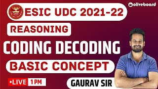 ESIC UDC Classes 202122  Coding Decoding  Basic Concepts  ESIC UDC Reasoning  Gaurav Sir [upl. by Kcirdec]