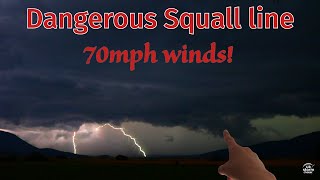 Squall Line thunderstorm with 70mph winds Storm chasing in Europe [upl. by Oirtemed]